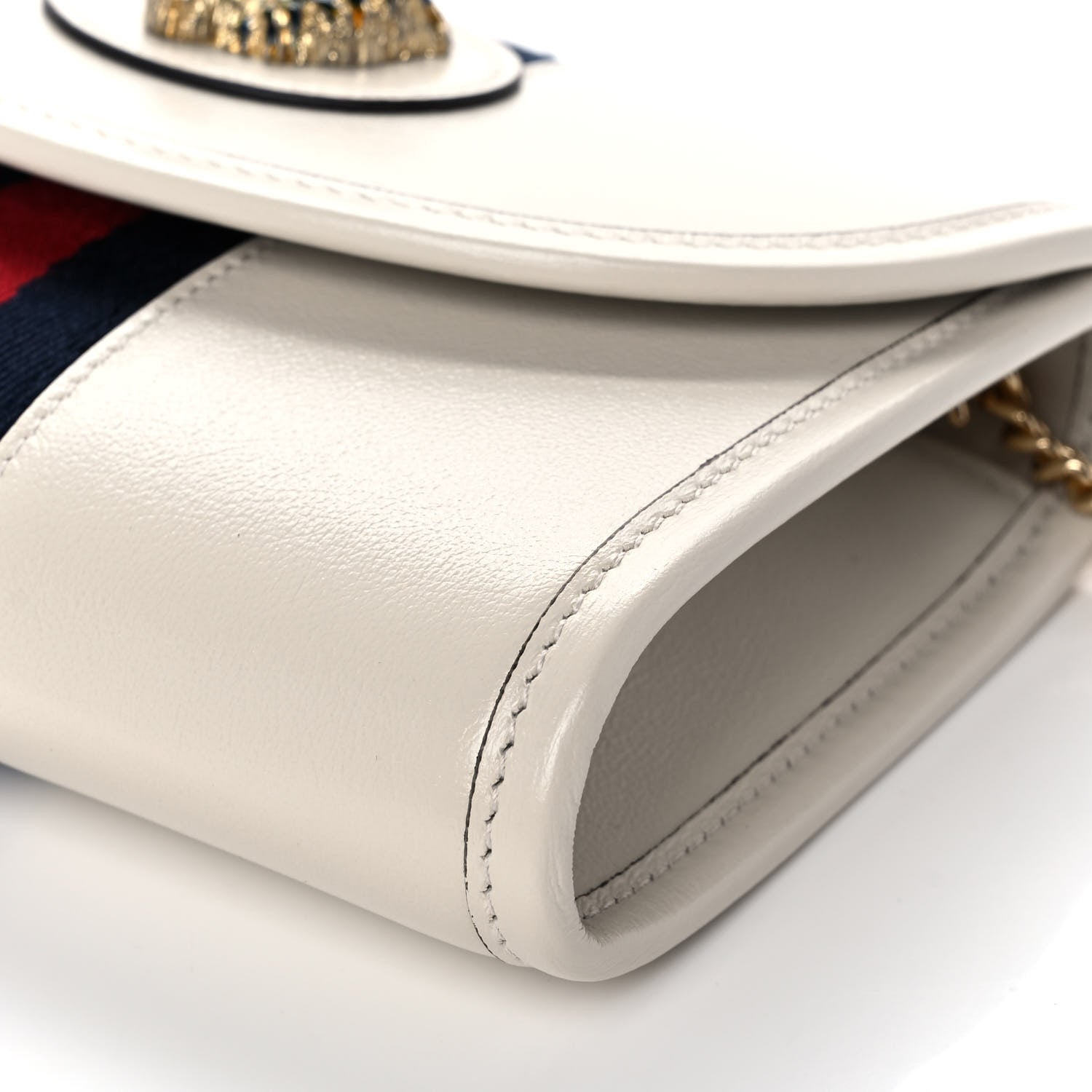 Gucci Textured Calfskin Web Mini Rajah Slim Flap Shoulder Bag Mystic White 10 of 10