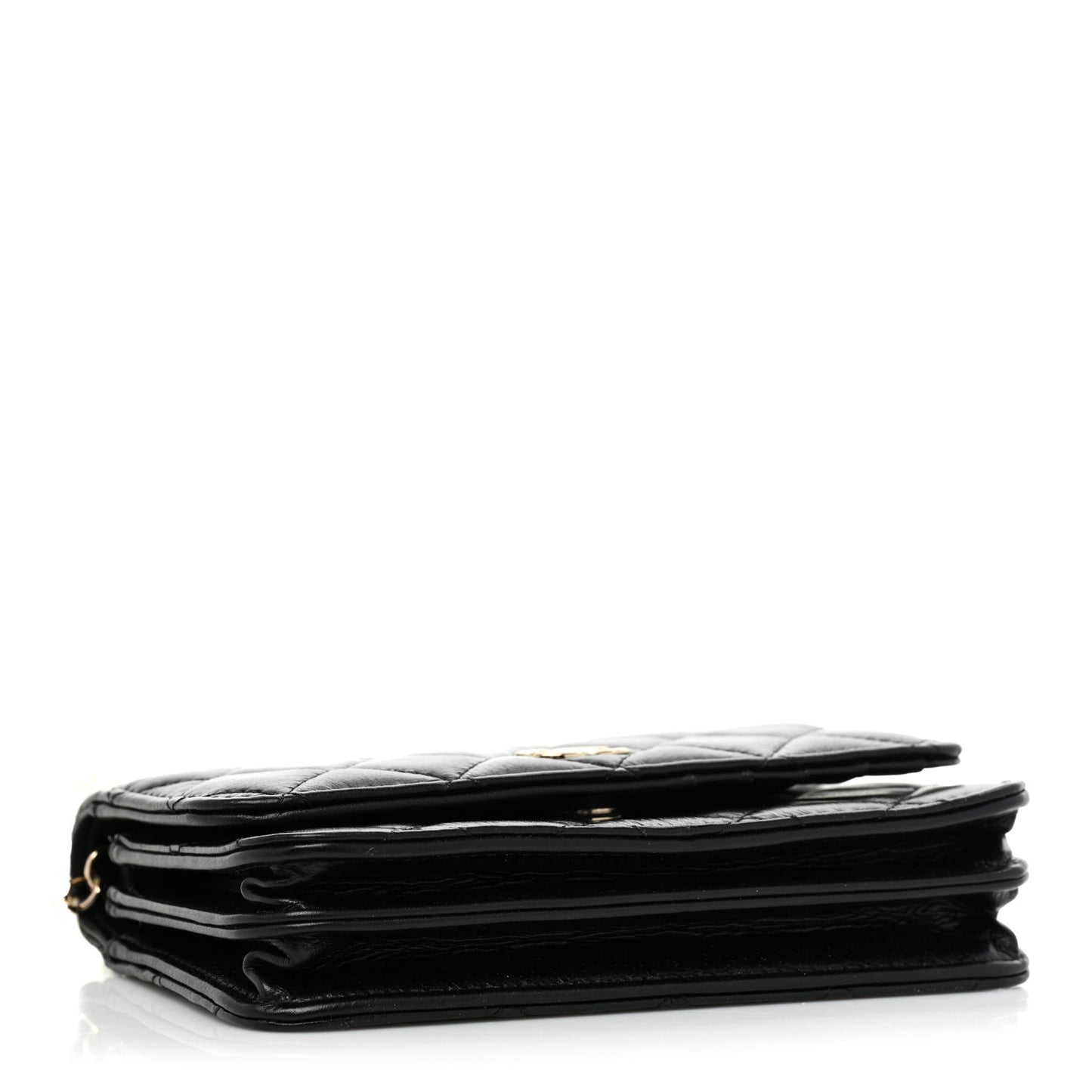 Calfskin Quilted Mini Maxi Pearls Wallet On Chain WOC Black