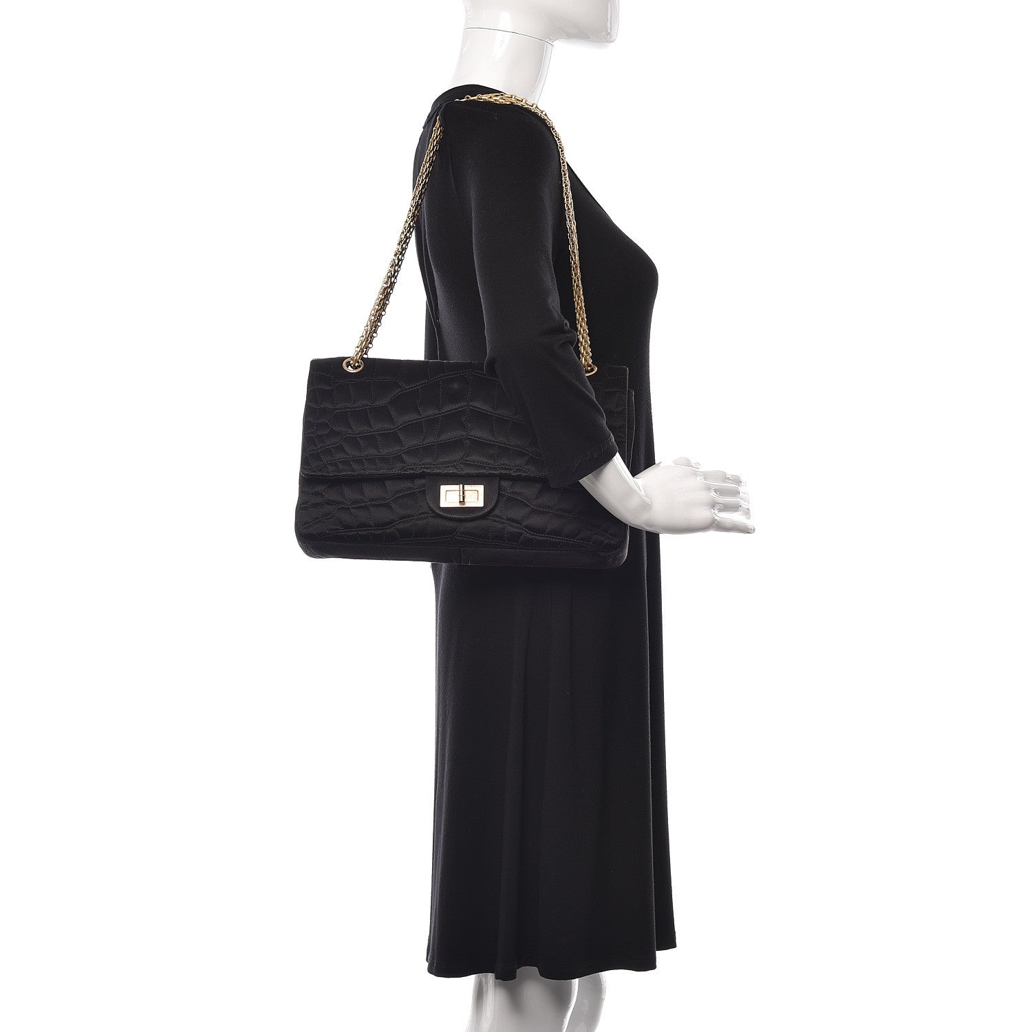 Chanel Satin Coco's Croc 2.55 Reissue 227 Flap Black 2 of 10