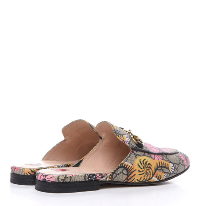 Gucci GG Supreme Monogram Bengal Womens Princetown Slippers 35 Beige Crop Pink 4 of 11