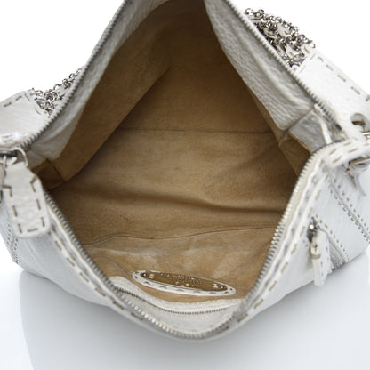 Fendi Calfskin Romano Selleria Chain Shoulder Bag White 5 of 11