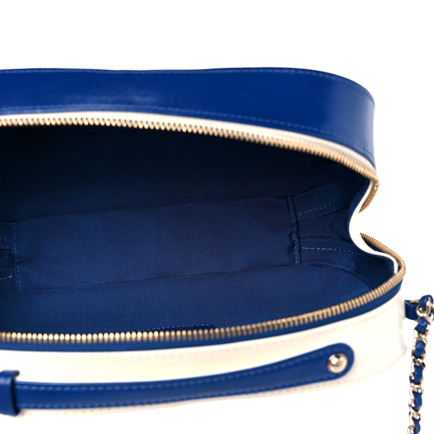 Aged Calfskin Stitched Bag Blue Light Beige