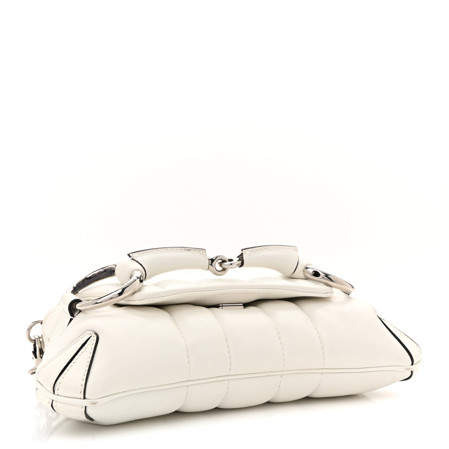 Nappa Vertical Matelasse Small Maxi Horsebit Chain Shoulder Bag Great White