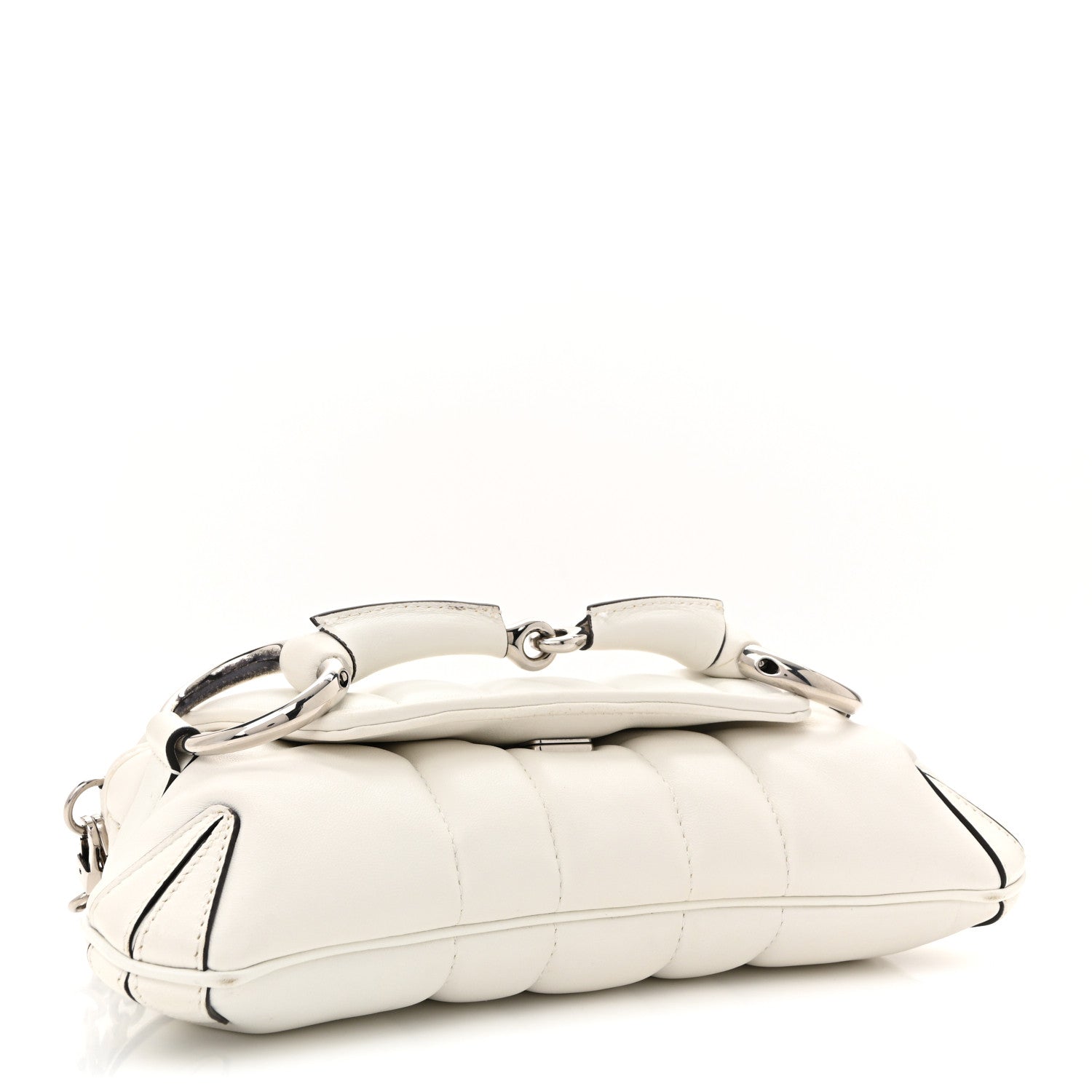 Gucci Nappa Vertical Matelasse Small Maxi Horsebit Chain Shoulder Bag Great White 4 of 13