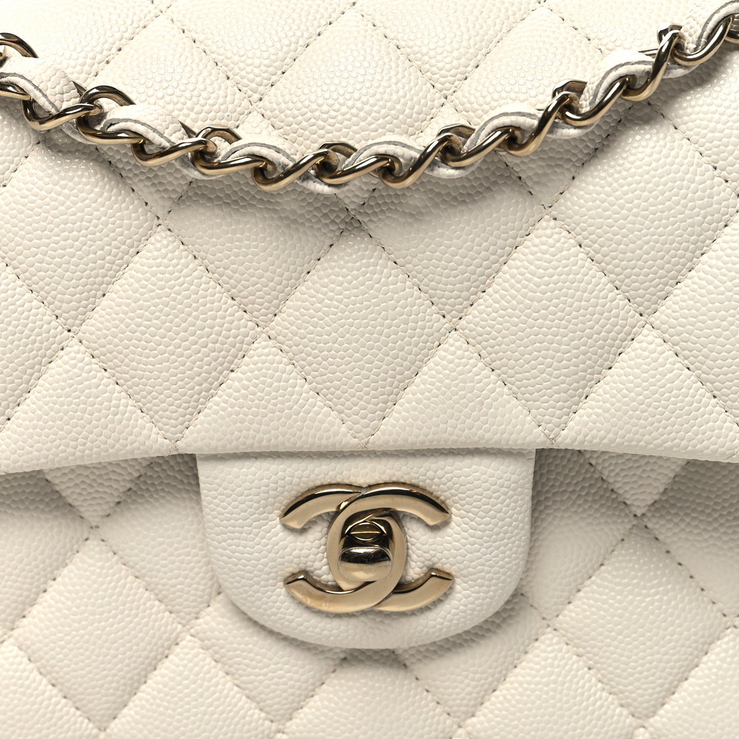 Caviar Quilted Small Double Flap White