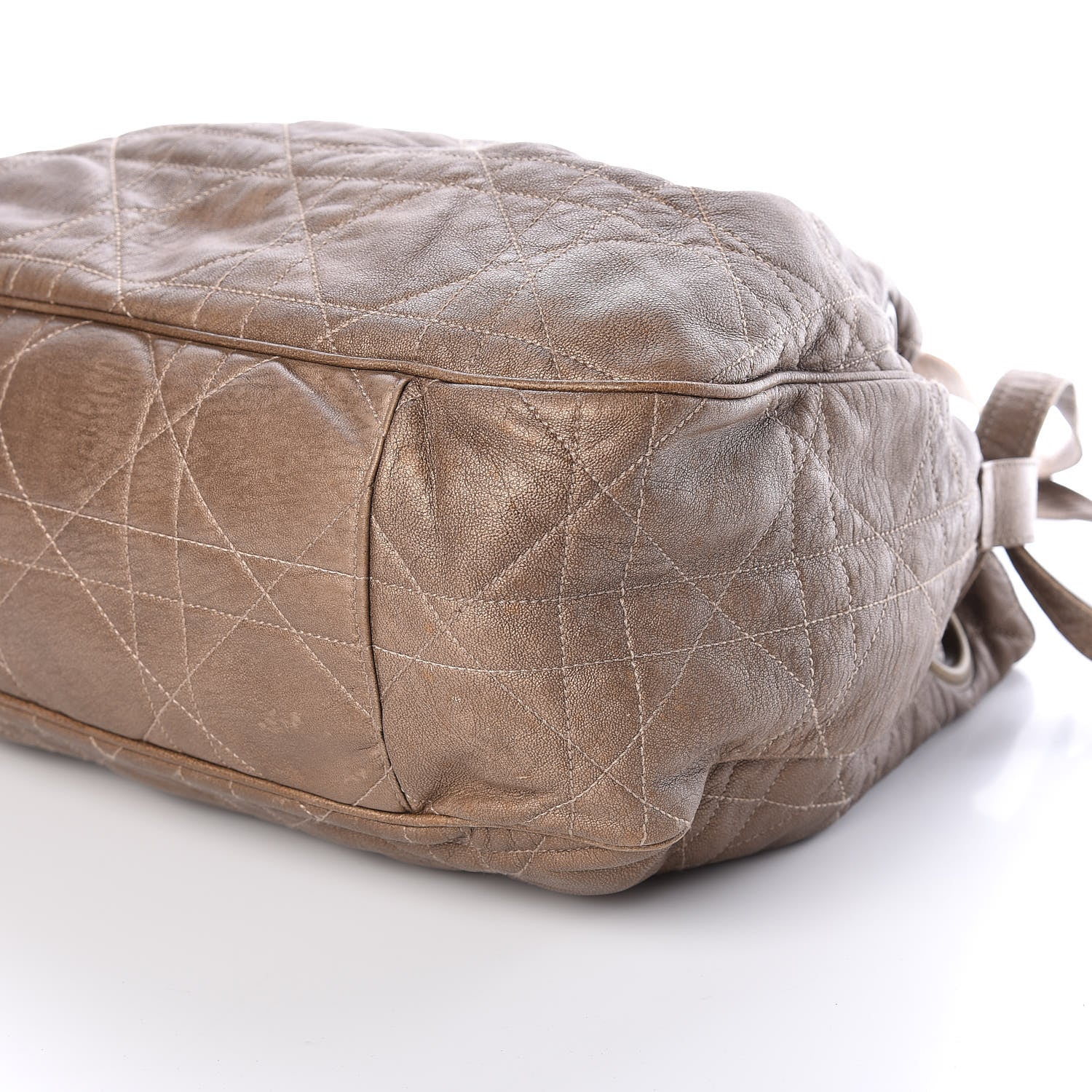 Christian Dior Lambskin Cannage Drawstring Bag Bronze 9 of 9