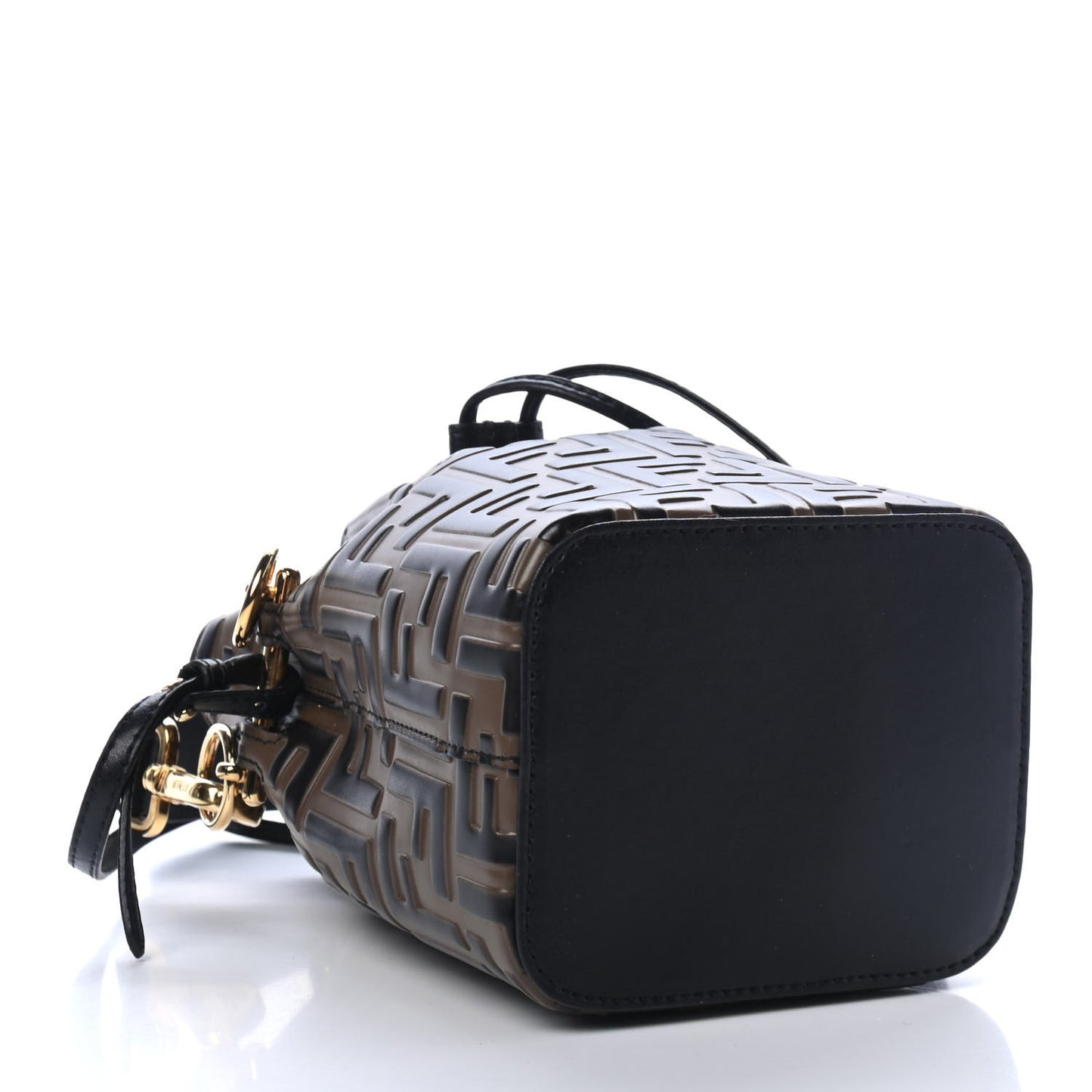 Vitello Liberty F is Fendi Bi-Color FF 1974 Embossed Mini Mon Tresor Bucket Bag Maya Black