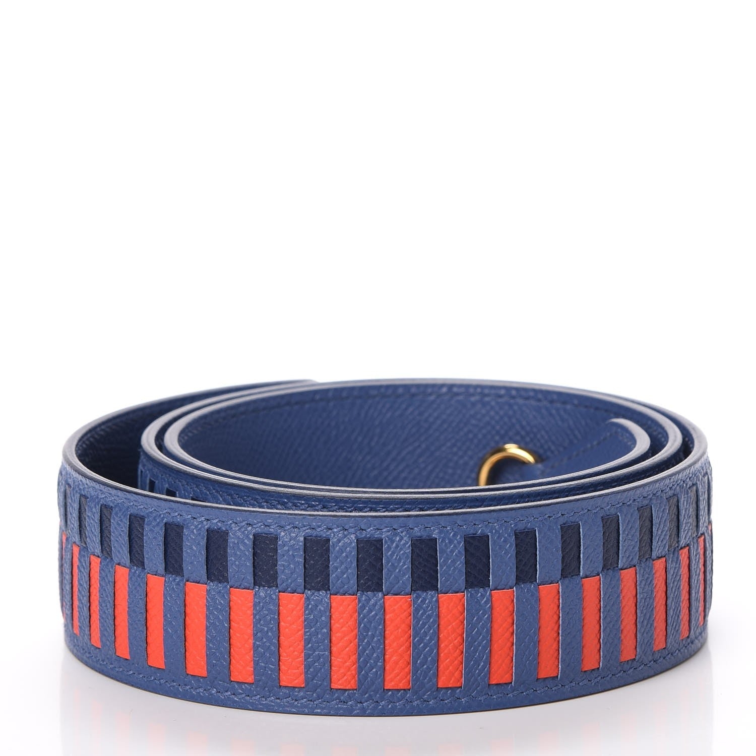 Hermes Epsom 40mm Tressage Shoulder Strap Bleu Brighton Capucine Bleu Saphir 2 of 6
