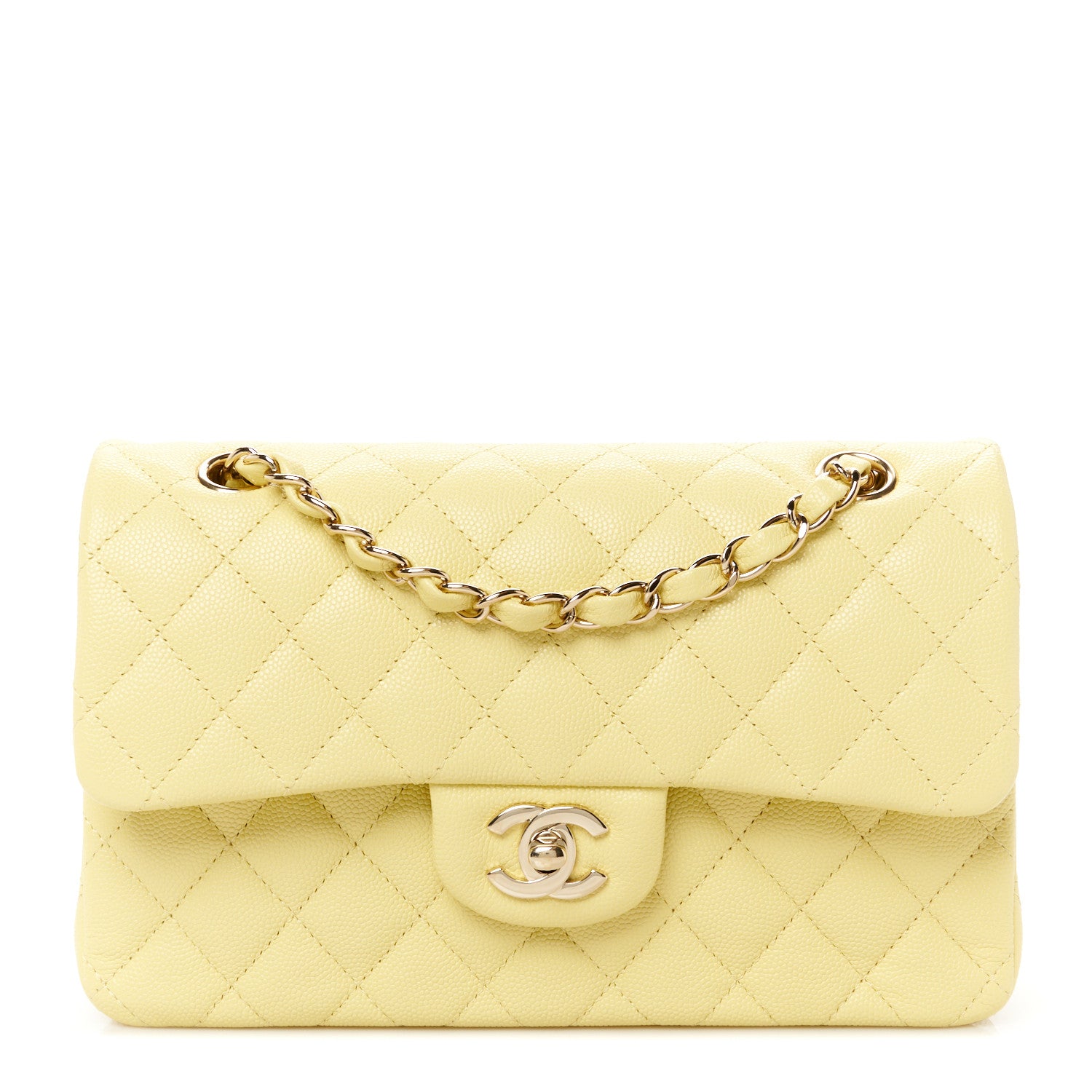 Chanel Caviar Quilted Small Double Flap Light Yellow 1 of 11