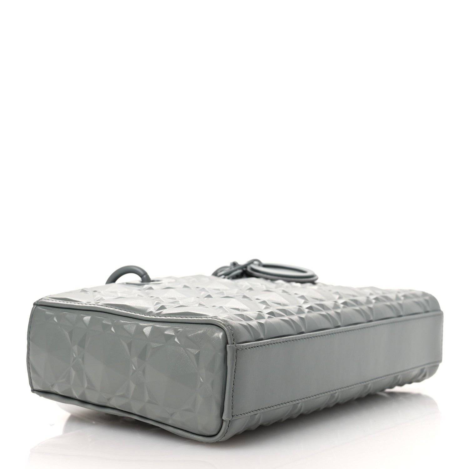 Christian Dior Calfskin Cannage Diamond Medium Lady D-Joy Grey 4 of 12