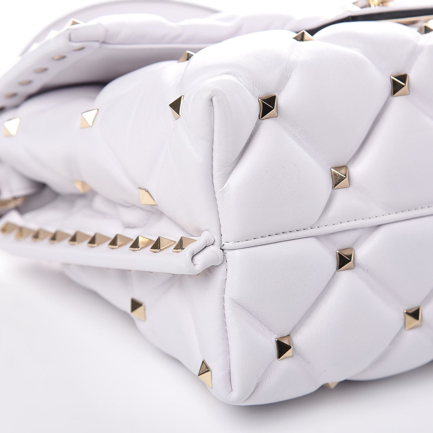 Lambskin VLTN Print Candystud Top Handle Bag Optic White Black