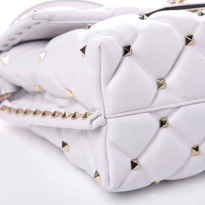 Valentino Garavani Lambskin VLTN Print Candystud Top Handle Bag Optic White Black 8 of 9