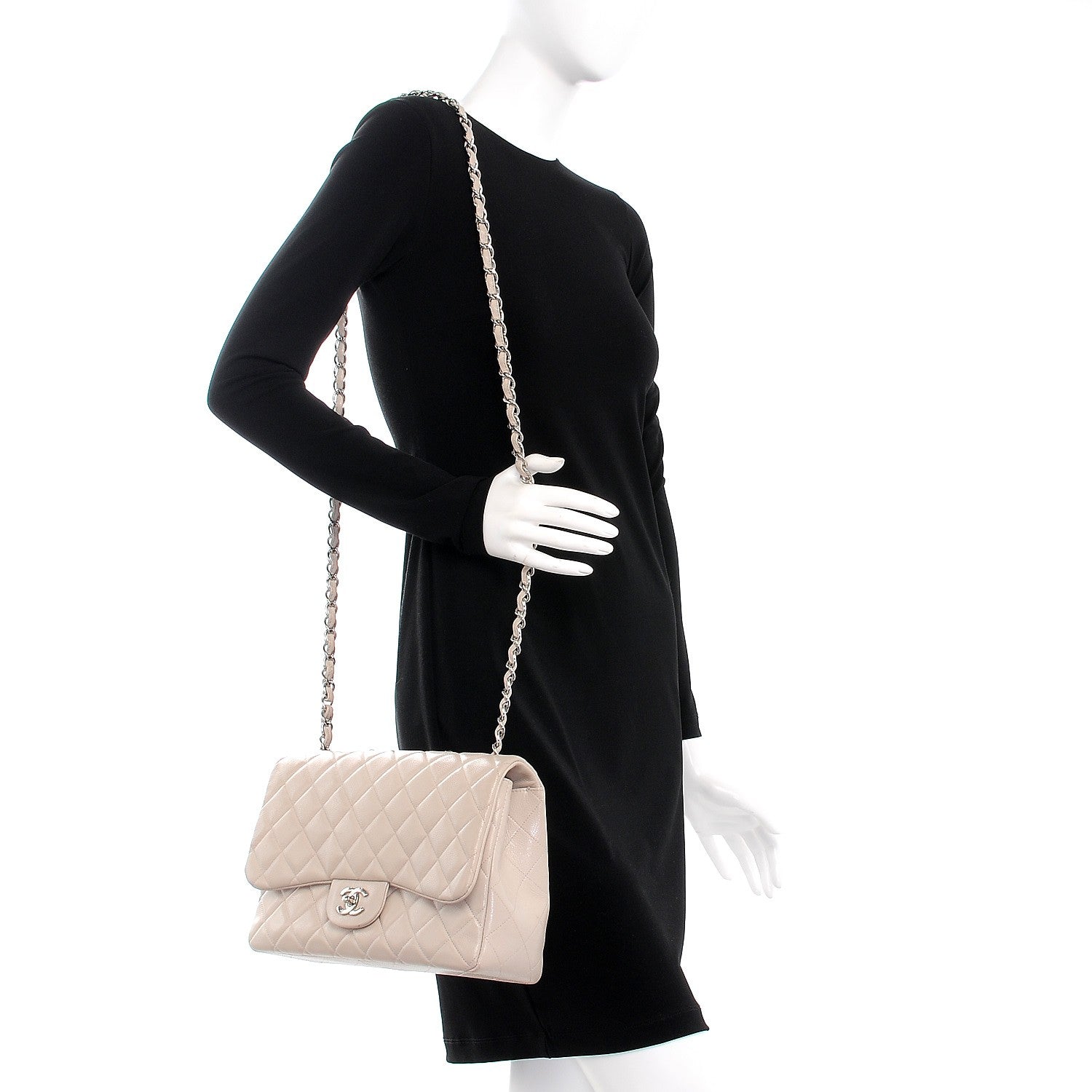 Chanel Caviar Quilted Jumbo Single Flap Beige 2 of 11