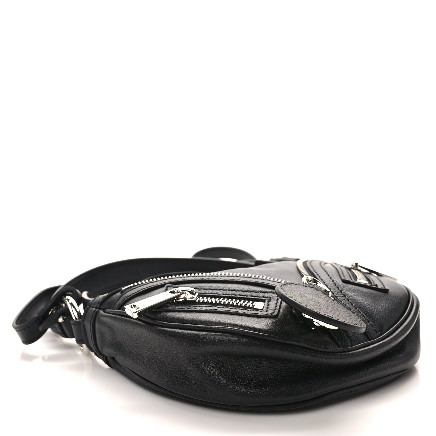 Calfskin Mini Repeat Zip Hobo Black