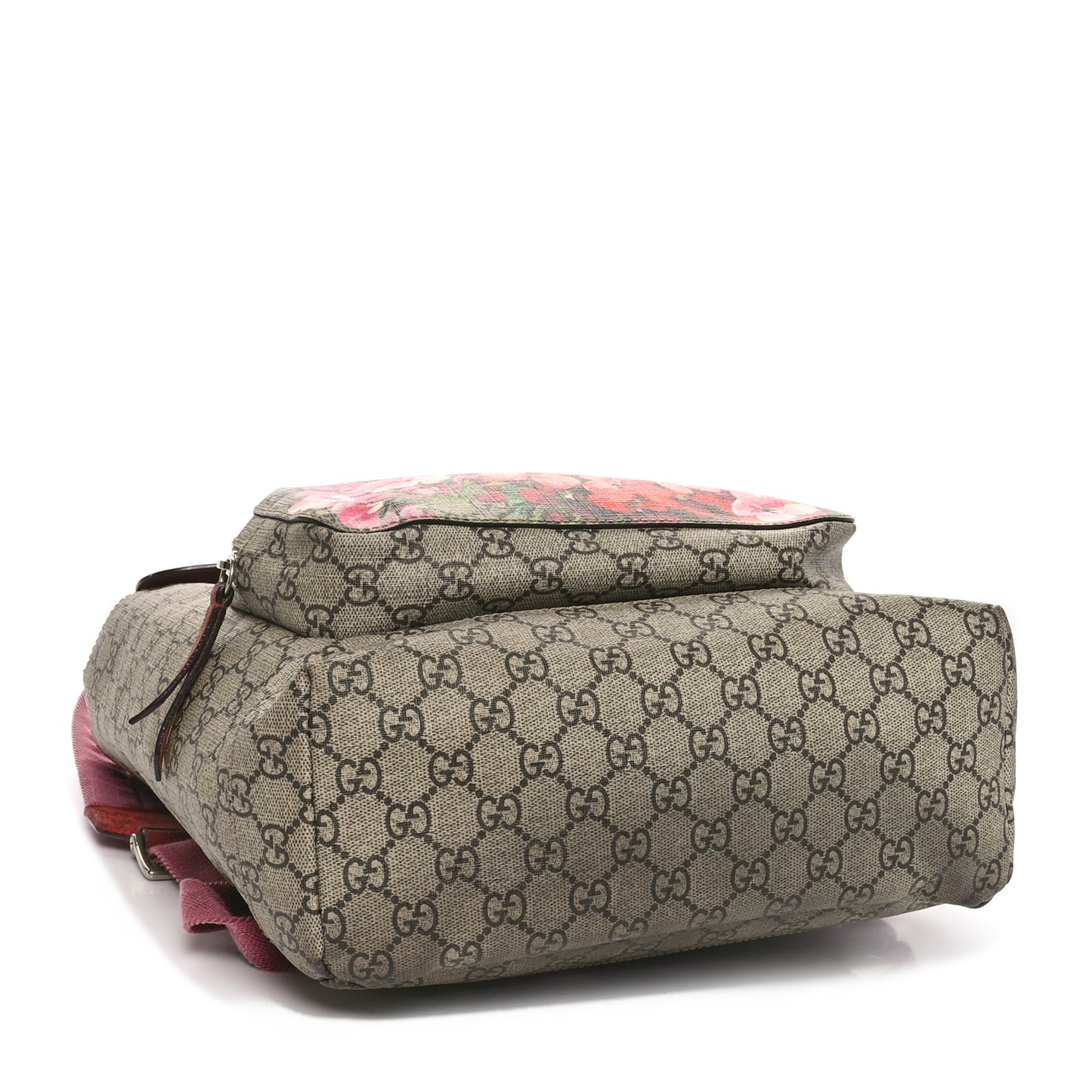 GG Supreme Monogram Blooms Medium Single Buckle Backpack Beige Multicolor Dry Rose