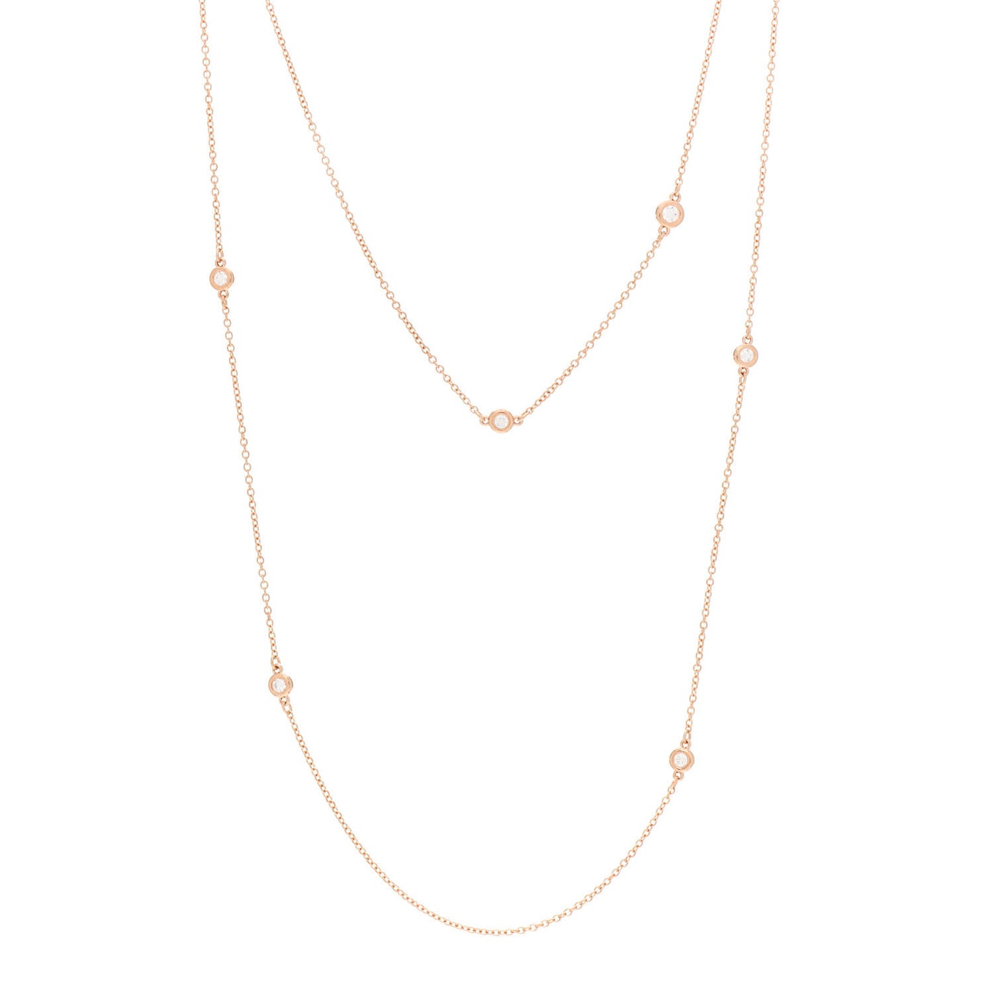 18K Rose Gold Diamond .31ctw Elsa Peretti Diamonds by the Yard Sprinkle Necklace