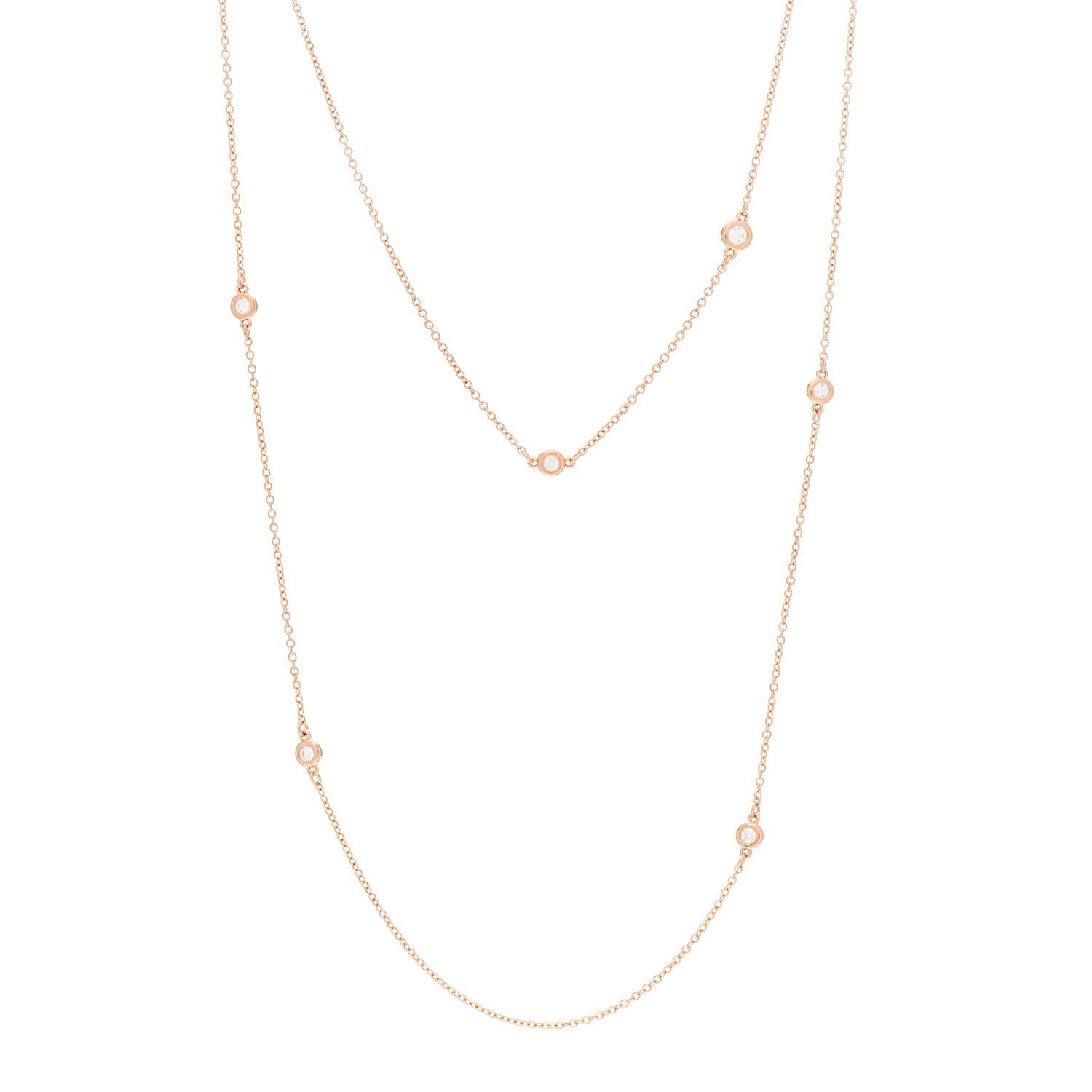 Tiffany 18K Rose Gold Diamond .31ctw Elsa Peretti Diamonds by the Yard Sprinkle Necklace 1 of 9
