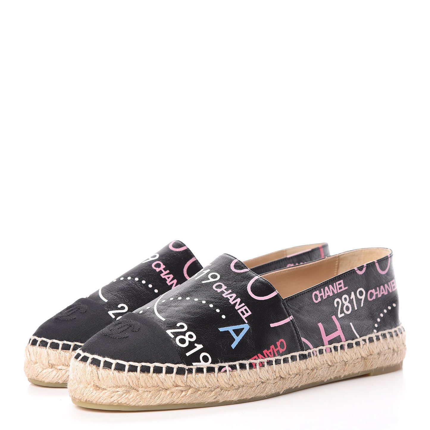 Lambskin Grosgrain Printed Espadrilles 38 Multicolor Black