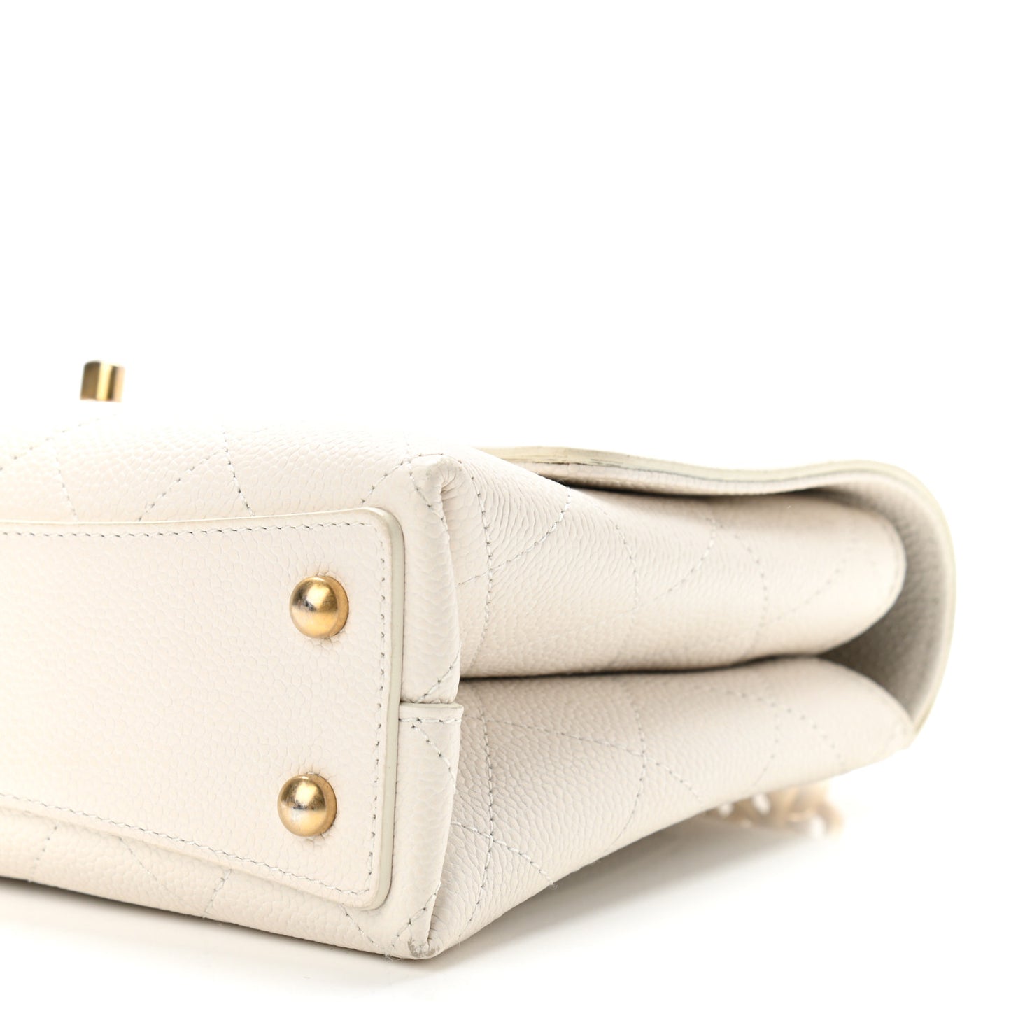 Grained Calfskin Small Stitched Flap White