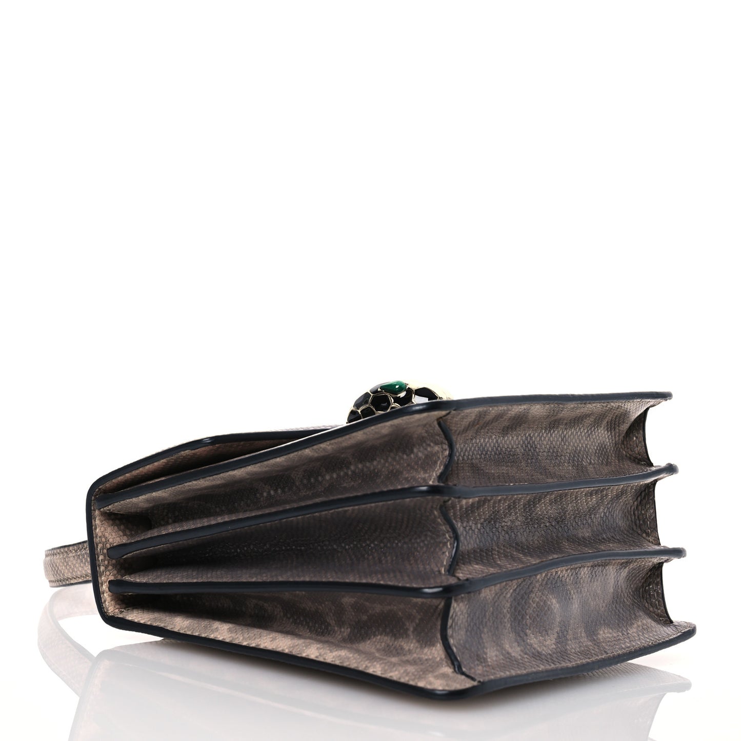 Shiny Karung Serpenti Forever Top Handle Brown