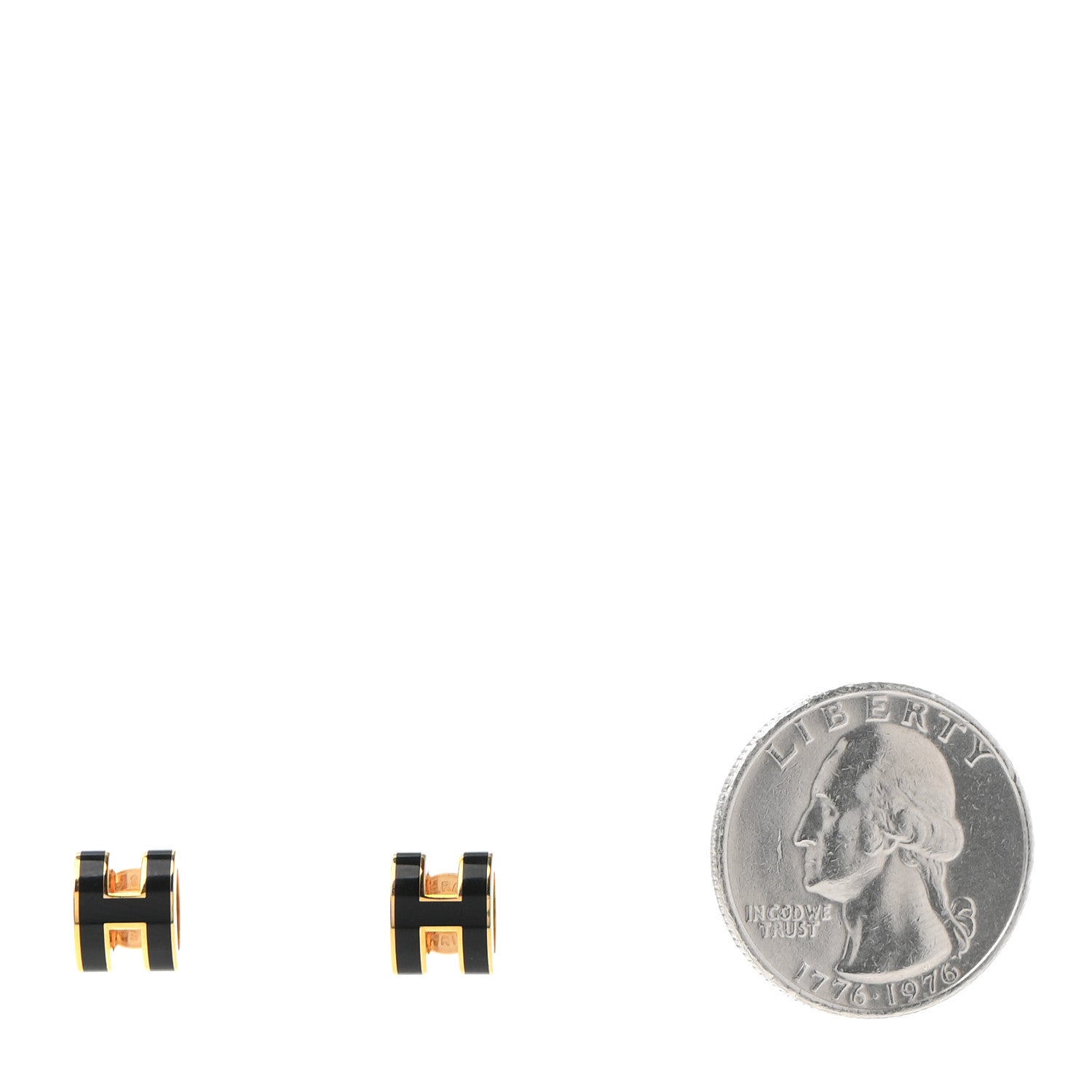 Hermes Gold Lacquered Mini Pop H Earrings Black 2 of 8