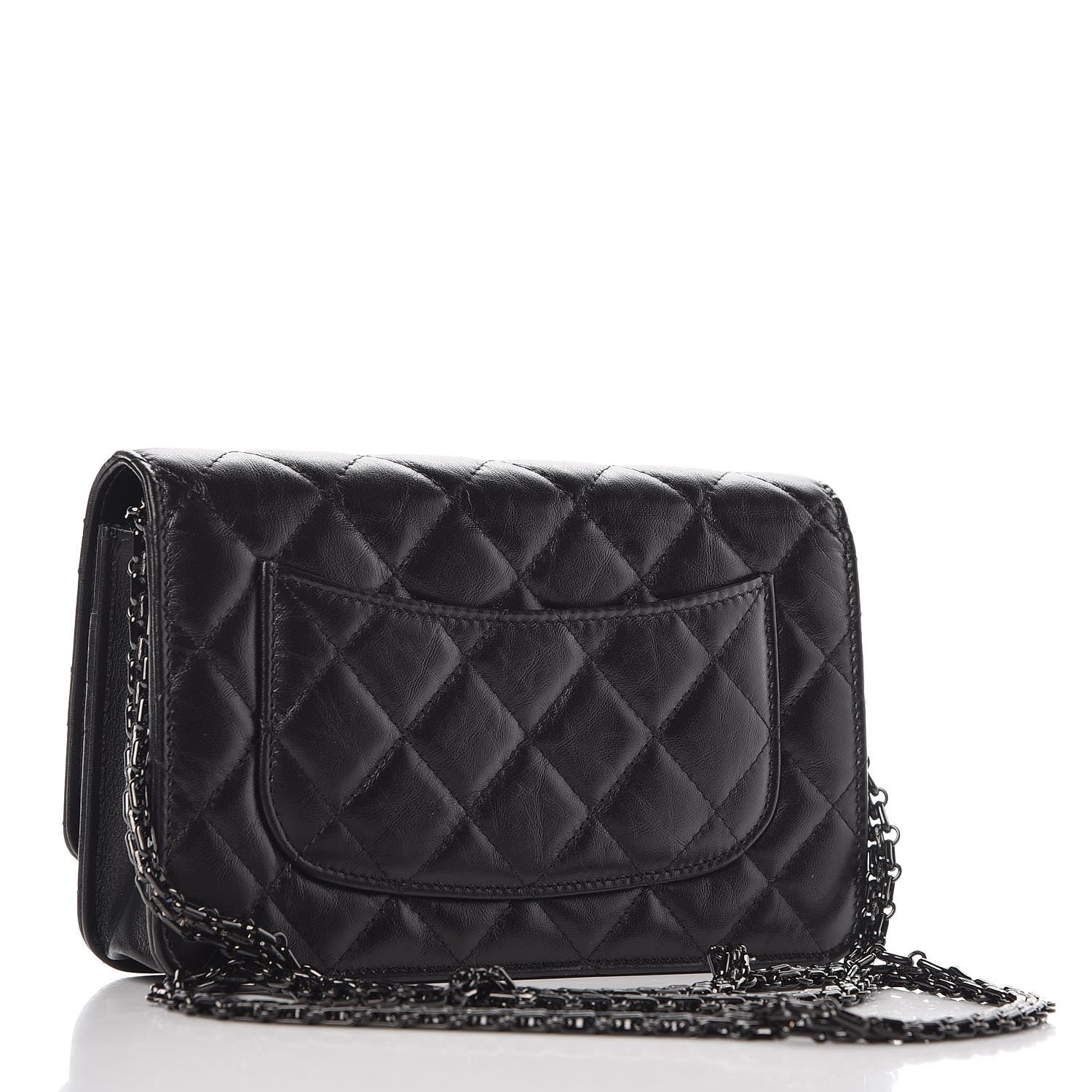 Chanel Aged Calfskin Quilted Reissue Wallet On Chain WOC So Black 3 of 9