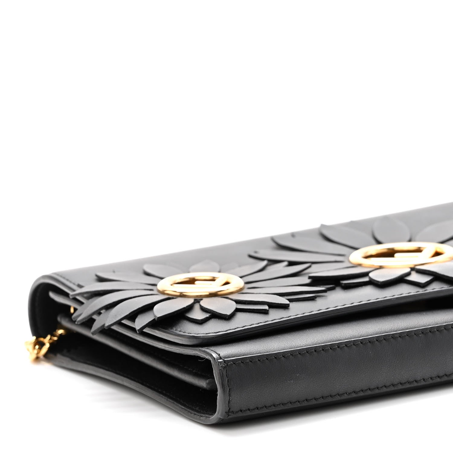 Fendi Vitello Liberty Century F is Fendi Floral Embellished Wallet On Chain Black 8 of 10