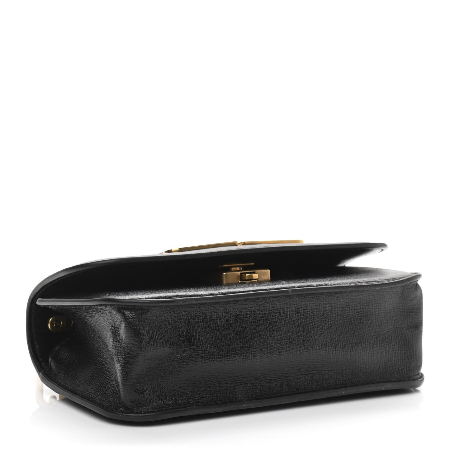 Calfskin Stripe Embossed Gossip Chain Bag XS Black