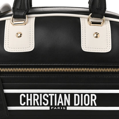 Christian Dior Calfskin Small Dior Vibe Zip Bowling Bag Black White 8 of 12
