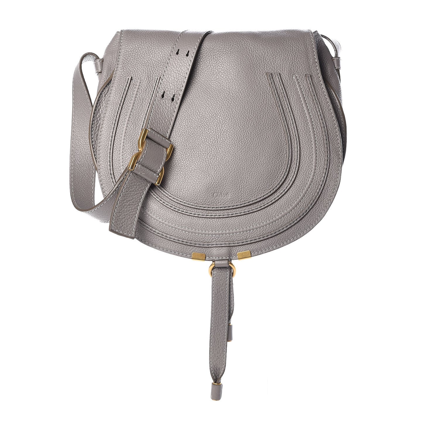 Calfskin Medium Marcie Round Crossbody Bag Cashmere Grey