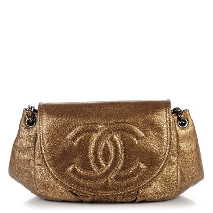Chanel Metallic Caviar Large Half Moon Flap Gold 1 of 7