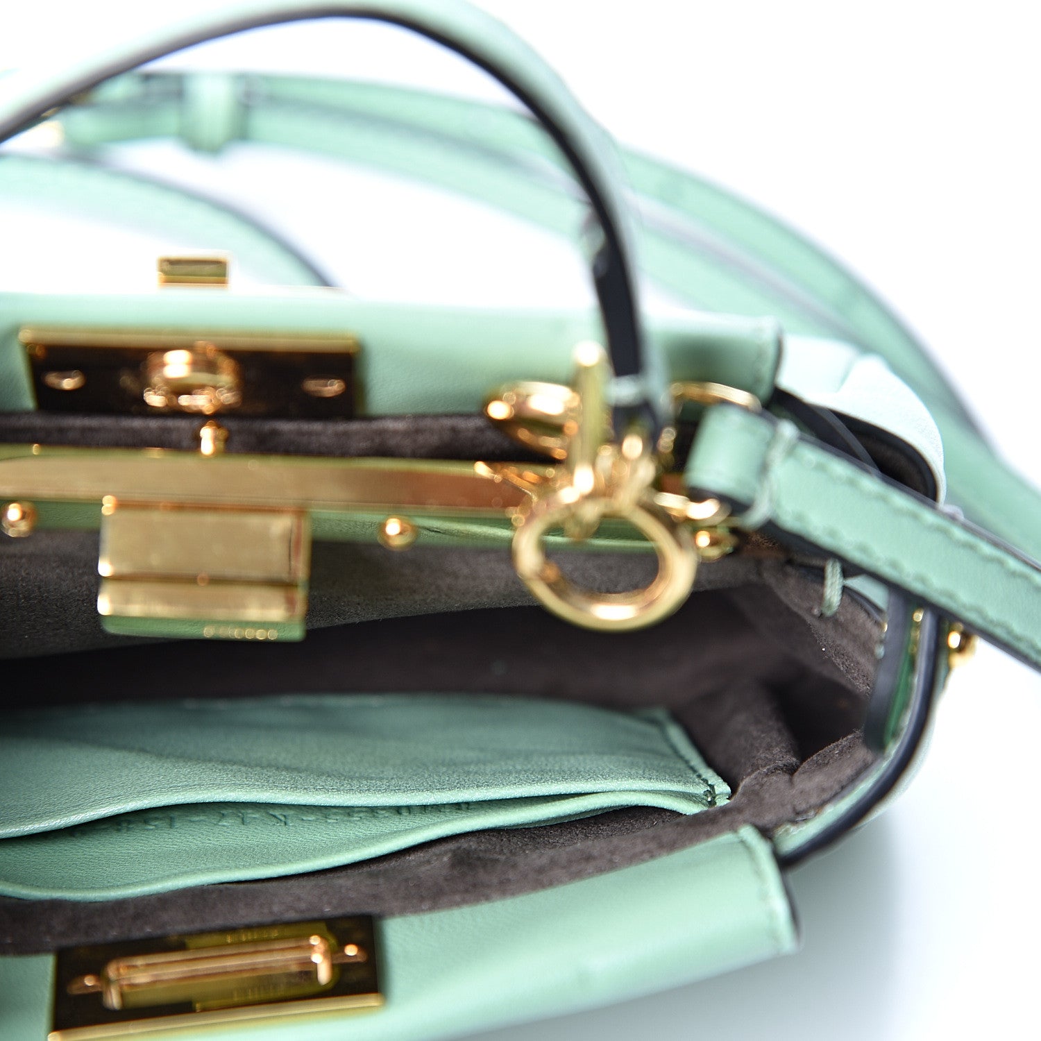 Fendi Shiny Nappa Micro Peekaboo Iconic Satchel Verde Acqua 5 of 11