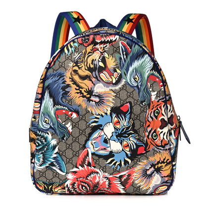 Gucci GG Supreme Monogram Childrens Animal Faces Backpack Blue 1 of 11