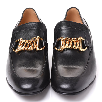Gucci Goatskin Mens Chain Mid Heel Loafers 10 Black 3 of 9