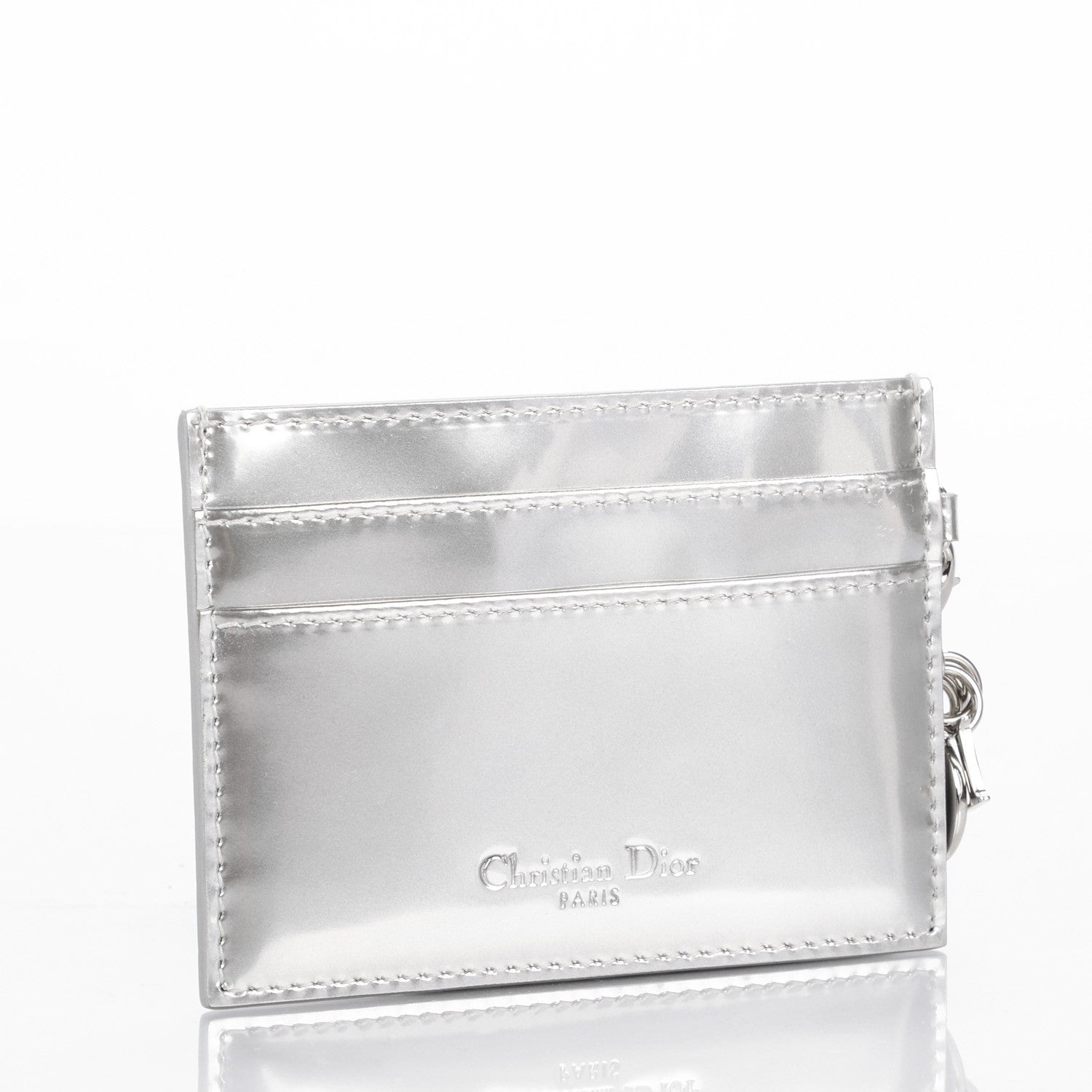 Christian Dior Metallic Calfskin Mico-Cannage Lady Dior Card Holder Silver 3 of 7