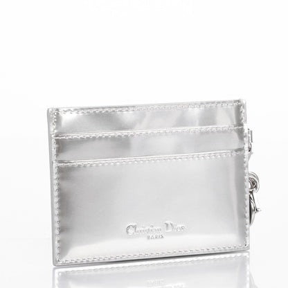 Christian Dior Metallic Calfskin Mico-Cannage Lady Dior Card Holder Silver 3 of 7