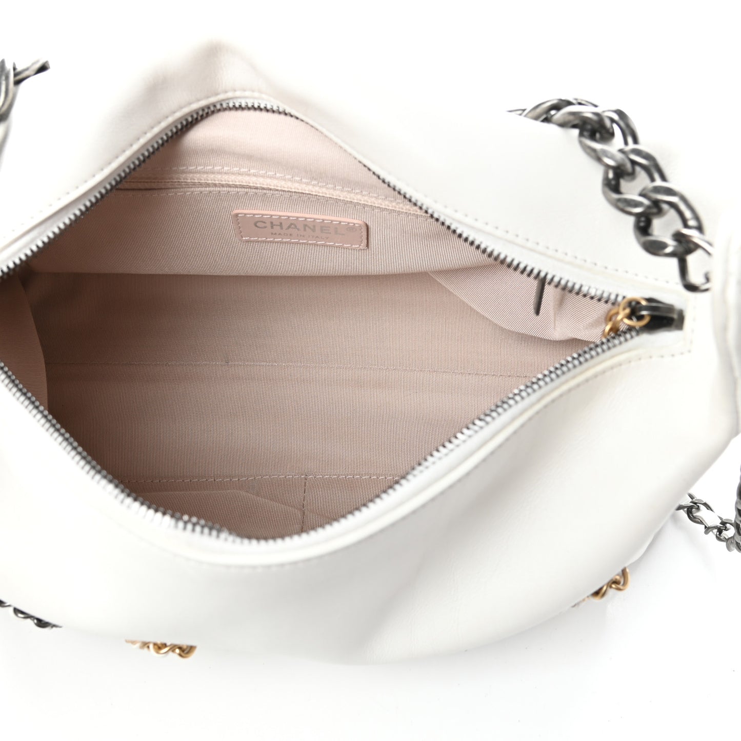 Calfskin Chain 20s Signature Hobo White