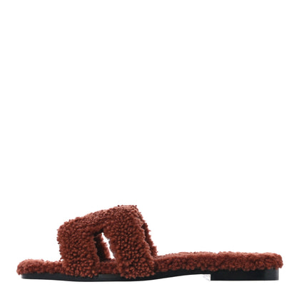 Hermes Woolskin Oran Sandals 36 Cognac 1 of 10