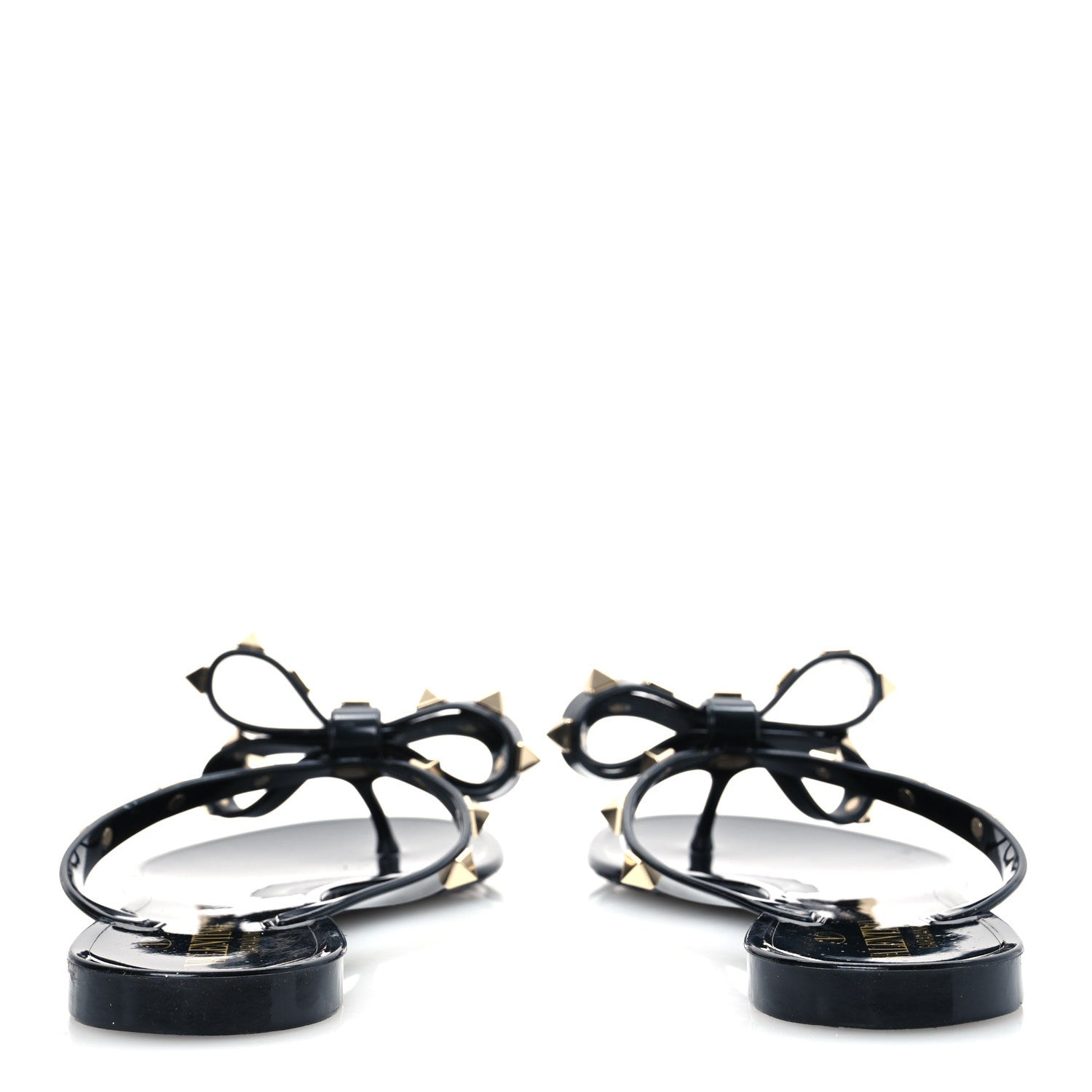 Valentino Garavani PVC Jelly Rockstud Bow Thong Sandals 38 Black 10 of 24