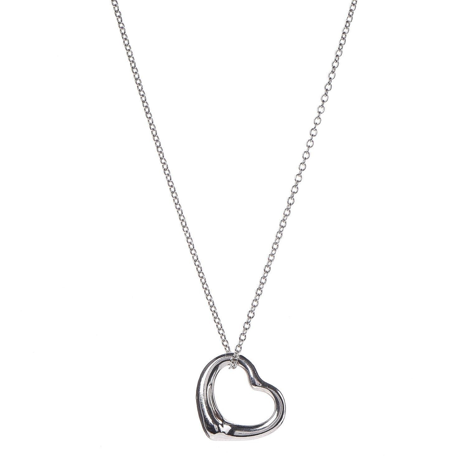 Tiffany Sterling Silver 22mm Elsa Peretti Open Heart Pendant Necklace 1 of 7