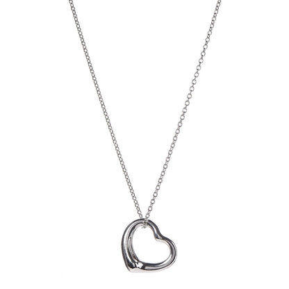 Tiffany Sterling Silver 22mm Elsa Peretti Open Heart Pendant Necklace 1 of 7