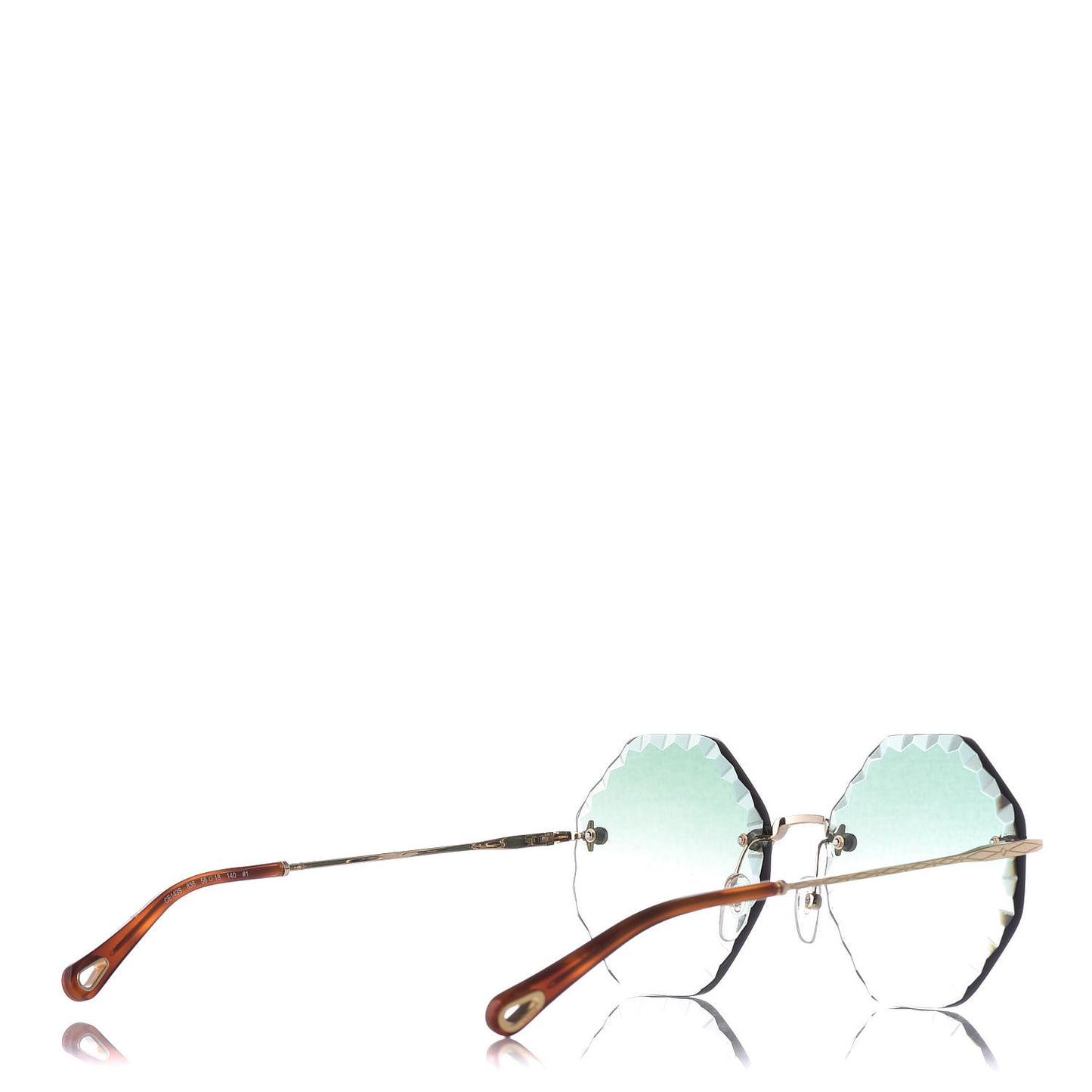 Rosie Bevelled Round Sunglasses CE142S Gold Gradient Green