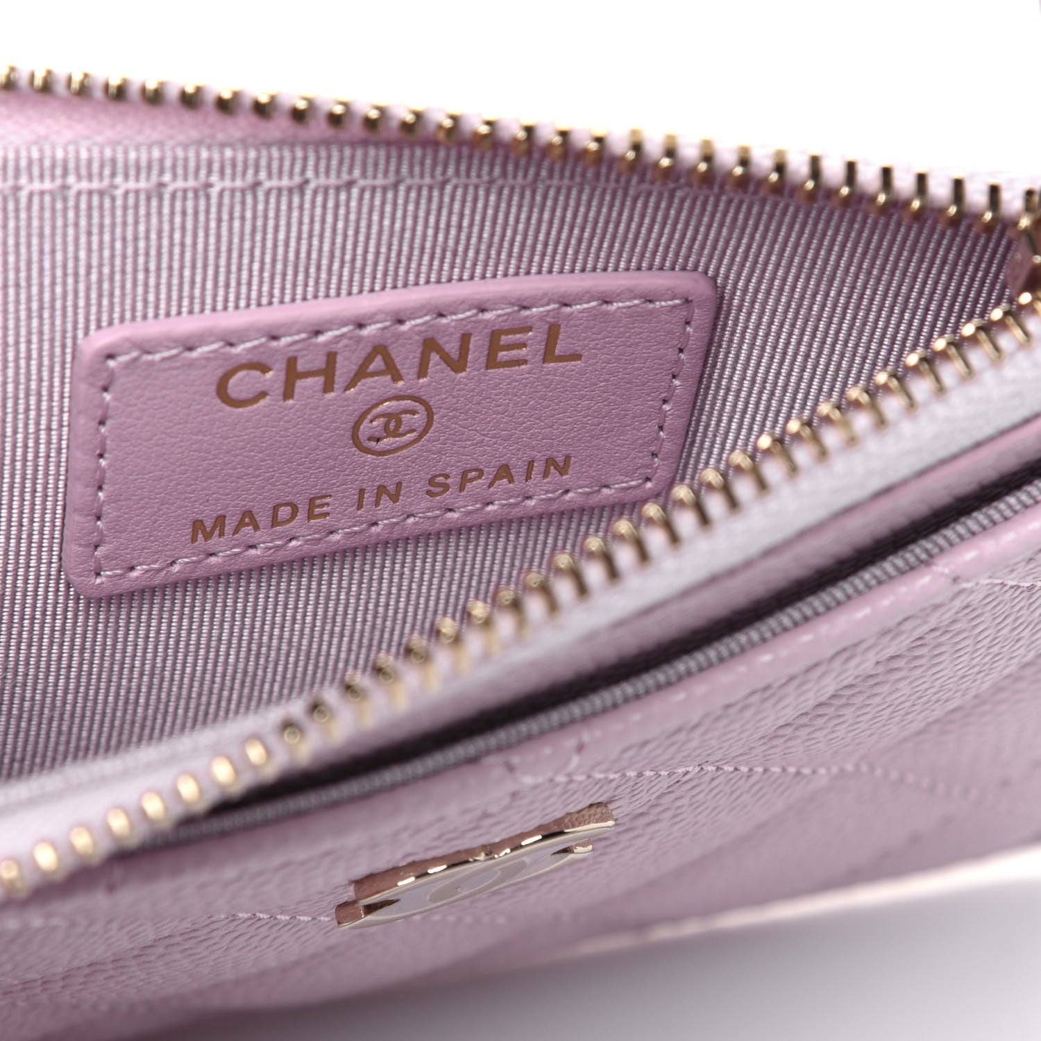 Chanel Caviar Quilted CC Zip Card Holder Light Pink 6 of 12