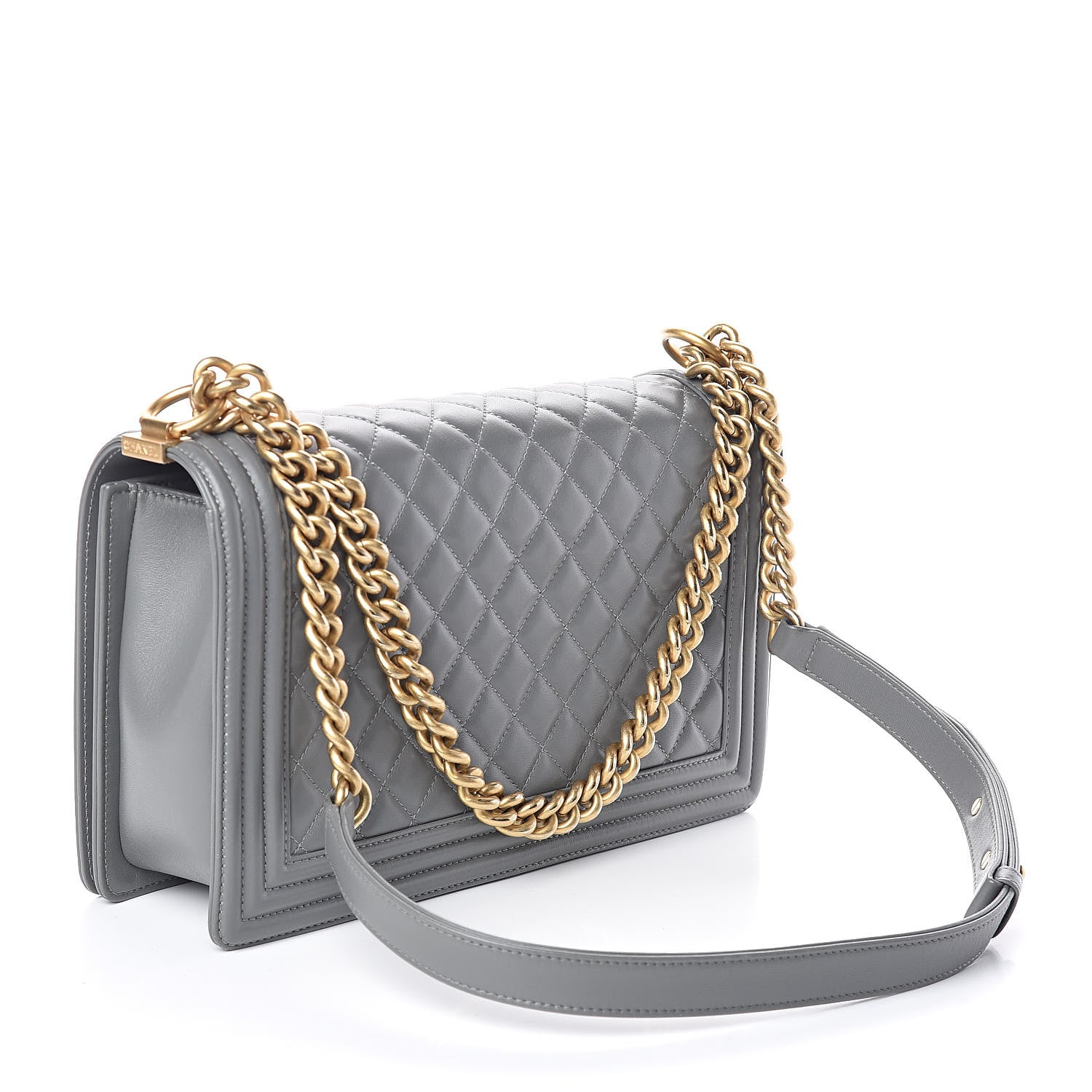 Chanel Lambskin Quilted New Medium Boy Flap Grey 3 of 11