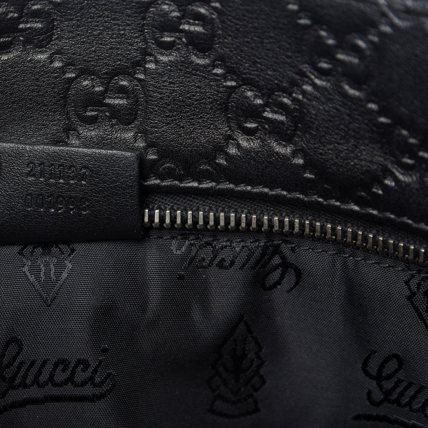 Guccissima Medium Zippered Shopping Tote Black