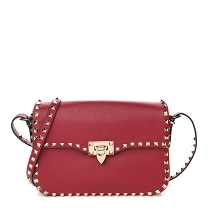 Valentino Garavani Vitello Medium Rockstud Flap Saddle Bag Scarlet 1 of 10