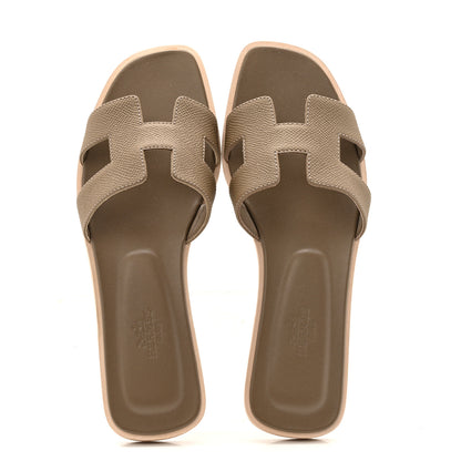 Hermes Epsom Oran Sandals 38 Etoupe 2 of 11