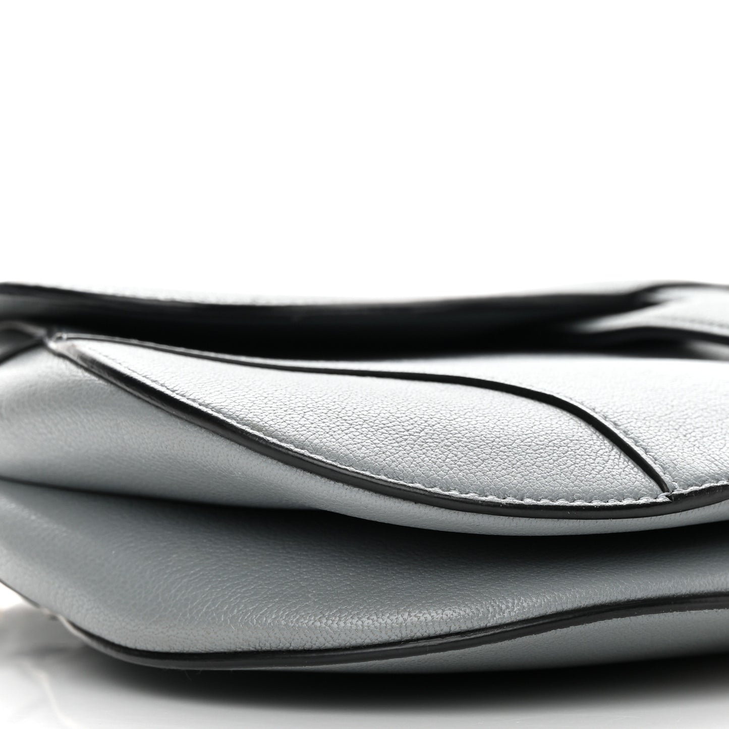 Grained Calfskin Saddle Bag Grey Stone