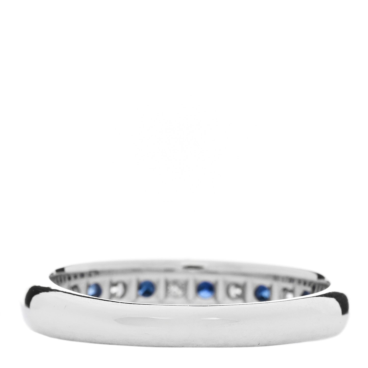 Tiffany Platinum Diamond Blue Sapphire 4mm Lucida Band Ring 56 7.5 3 of 6