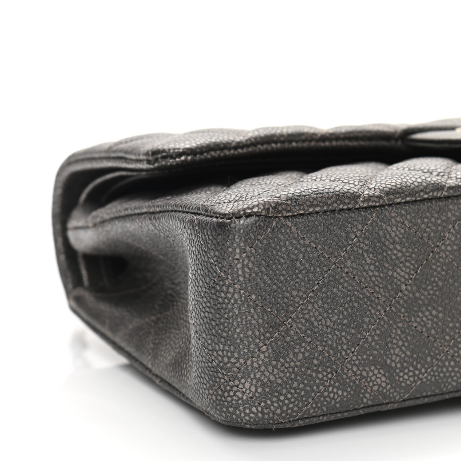 Chanel Metallic Caviar Quilted Medium Double Flap Dark Grey 8 of 9